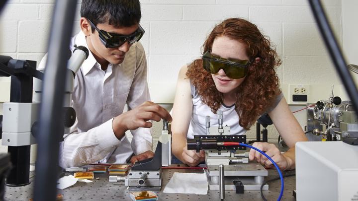 Engineering Physics students work in a lab.
