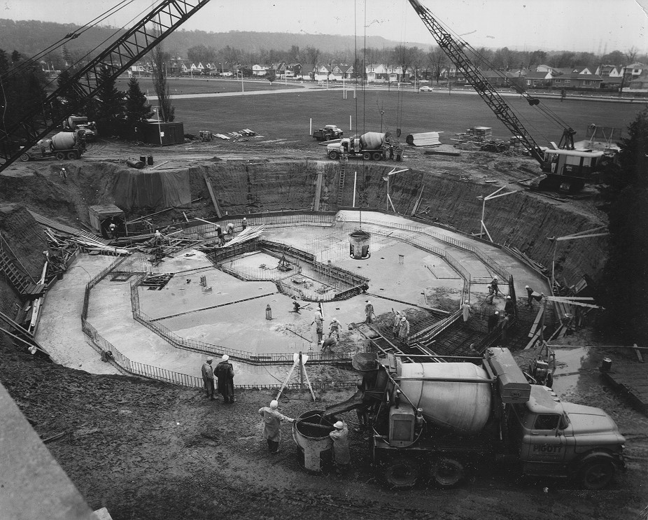 Concrete foundation pad of MNR is laid, with figure-8 shaped section for reactor pool.