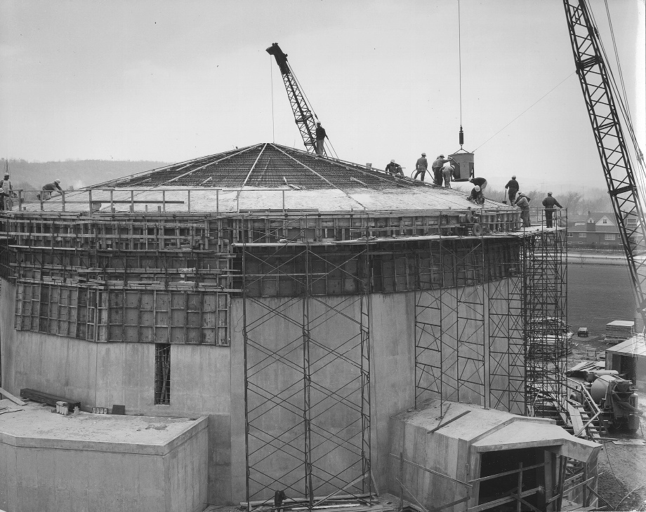 Roof of McMaster Nuclear Reactor under construction.